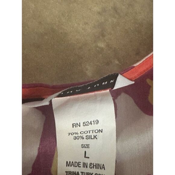 Trina Turk L Silk Blend Kimono Style Mini Dress Multicolor Tie - Picture 3 of 7